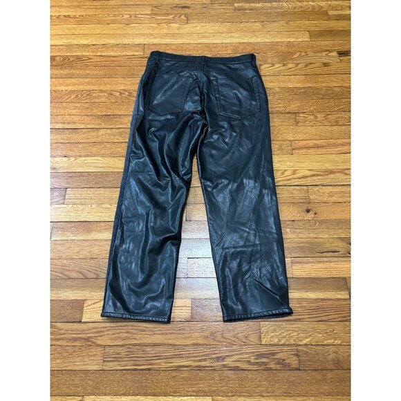 Abercrombie Fitch Ankle Straight Ultra High Rise Jeans Sz 14 Black Denim Leather - Picture 6 of 6